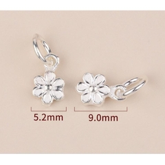 mh1402- Mặt hoa 6 cánh bạc 925 size 5.2x9mm