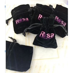 Gói 10 Túi nhung rút đựng trang sức in hoa hồng 6x8mm