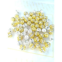 5-10 charm rỗng pha lê màu vàng size 12mm