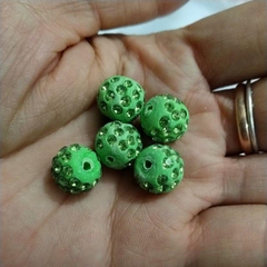 5 viên charm gốm đính đá 12mm nhiều màu