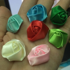 set 5-10 hoa vải satin, hoa hồng vải từ 2-4cm nhiều màu ngẫu nhiên  đính áo, trang trí handmade