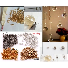 dây cáp, dây thép dẻo + chốt kẹp bi đầu dây 2.5mm xỏ hạt làm vòng, rèm màu xám
