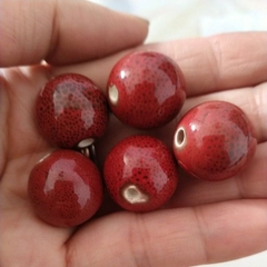 5viên đá gốm sứ tròn nâu đỏ đen bi 18mm