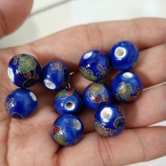 5 viên đá gốm sứ xanh bích in hoa văn 12mm