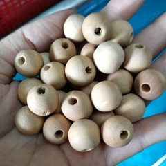 Gói 12viên (10gam) hạt gỗ mộc 14mm có lỗ xỏ màu nâu