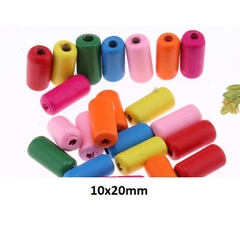 10-20 ống gỗ xỏ dạng trụ 6x12 & 10x20mm làm trang sức, đồ chơi, trang trí