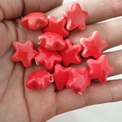 5 ngôi sao gốm sứ đỏ cam 15mm