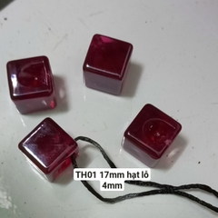10gam hạt nhựa vuông, hình thoi có lỗ xỏ  16mm- V01, V02- V03- V04