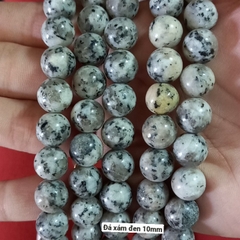 1 viên đá xám đen có lỗ xỏ 1mm đến 1,5mm size 8mm 10mm 12mm