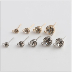 10 chốt làm hoa tai đinh đá có móc treo size 4-5-6-8mm