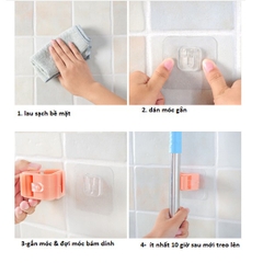 Móc dán tường giữ cây lau nhà / treo chổi không thấm nước
