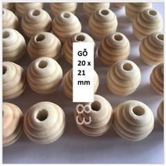 gói 10 hat gỗ oval xoắn tròn 20x21mm màu kem làm đồ chơi, trang trí diy handmade
