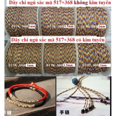 cuộn 50-130m Dây chỉ ngũ sắc may mắn size 1-1.5-2ly- mã 517+368