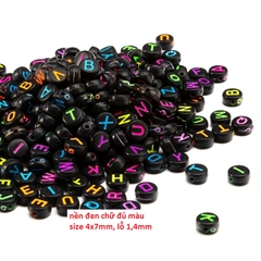 set 5-25gam Hạt Chữ Cái tròn, số 4x7mm nhiều màu để chọn
