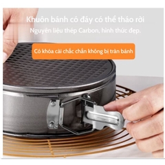 Khuôn Tròn Nướng bánh Bông Lan Gato Sinh Nhật chống dính đế rời có khóa 12-14-16 18cm 20cm 22cm 24cm 26cm 28cm khóa tròn