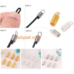 gói 10 chốt kẹp lò xo nối đầu dây làm vòng cổ, vòng tay size 3mm