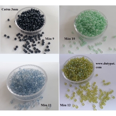 10gam Hạt cườm size trung 3mm đủ màu để chọ dùng trang trí trang sức, quần áo, túi xách, dây đeo khẩu trang