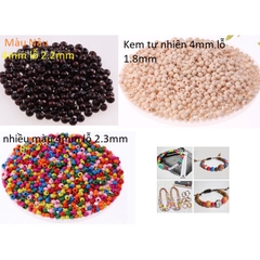 120 hạt gỗ trơn 4mm làm vòng /vòng dâu cho bé (5gam)