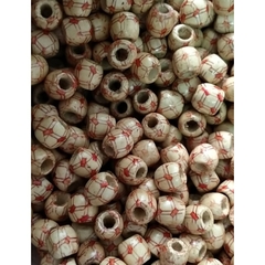 (p118-15) gói 10 -50 hạt gỗ in hoa văn 12mm lỗ lớn 6.8mm