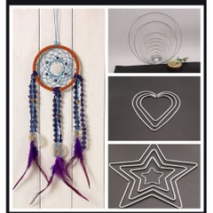 Vòng sắt trái tim, ngôi sao làm dreamcatcher đủ size 5-8-10-12-15-20-25-30cm