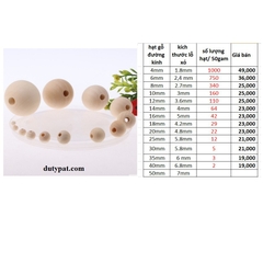 50gam hạt gỗ tròn tự nhiên đủ size 4mm-6mm-8mm-10mm-12mm-14mm-16mm-18mm-20mm-25mm-10mm-35mm- 40mm