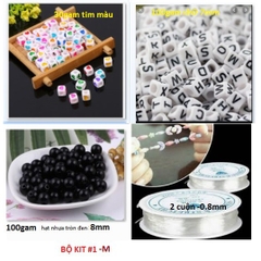bộ kít 230gam hạt chữ nhựa, dây thun làm 20 vòng tay -Số 1