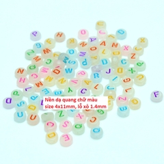 50gam hạt chữ cái , chữ số tròn dẹp đủ màu size 4x7mm, 6x10mm làm vòng hạt