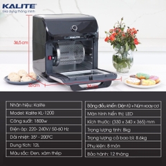 NỒI CHIÊN KHÔNG DẦU KALITE KL- 1200 dung tích 12lit