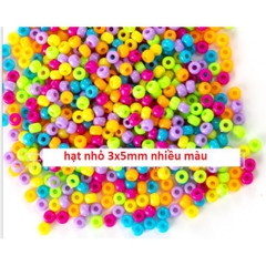 (P132-17/19) Hỗn hợp hạt nhựa nhỏ 3x5mm & 4x6mm màu ngẫu nhiên