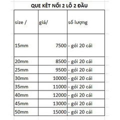 20 QUE NỐI tròn 2 LỖ 2 ĐẦU đủ size 1.5-2-2.5-3-3.5-4-4.5-5cm -NGUYÊN LIỆU LÀM HOA TAI/ KHUYÊN TAI/ BÔNG TAI