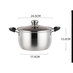 Nồi Inox 304 size 24cm  dùng các loại bếp , kể cả bếp từ LC-017