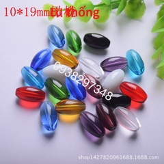 10 viên lu thống 10x19mm  đá thủy tinh nhân tạo 8x11mm (có 10 màu) có lỗ xỏ làm vòng