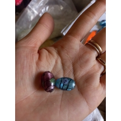 2-10 viên lu thống ,charm thủy tinh 11x17mm in hoa văn lỗ xỏ 2mm làm vòng handmade