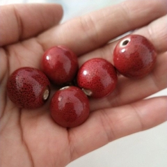 5viên đá gốm sứ tròn nâu đỏ đen bi 18mm