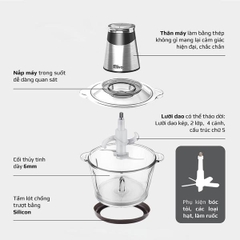 Máy Xay Thực Phẩm Đa Năng OLIVO FC21 - Dung Tích 2.1L - Công Suất 500W - Thương Hiệu Mỹ