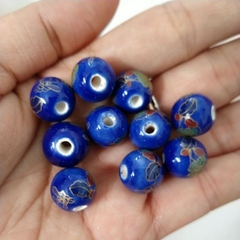 5 viên đá gốm sứ xanh bích in hoa văn 12mm