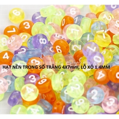 (Loại đẹp) 20 Hạt chữ số tròn, phép tính 4x7mm các màu làm vòng, dây đeo khẩu trang....