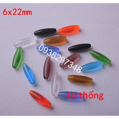 15gam (10 hạt) đá thủy tinh nhân tạo lu thống 6x22mm (có 9 màu) có lỗ xỏ làm vòng