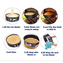 BỘ 3-6 KHUÔN BÁNH TRÒN ĐẾ RỜI CHỐNG DÍNH CÓ KHÓA nhiều size để chọn