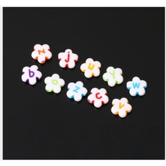 100-500gam hạt nhưa cánh hoa đủ màu in chữ cái size 12mm có lỗ xỏ làm vòng hạt, nguyên liệu trang trí handmade