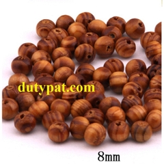33 hạt gỗ tròn Vân nâu size 8mm (gói 5/10/25gam)
