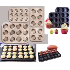 Khuôn nướng bánh Cupcake, bánh Muffin 4 ô / 6 ô /12 ô chống dính