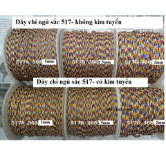 dây chỉ ngũ sắc may mắn size 1-1.5-2mm, dây đan vòng tay đủ size, dây thắt vòng tay, vòng cổ may mắn
