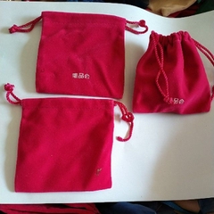 10 Túi rút mini vải nhung hồng tươi 9x9cm