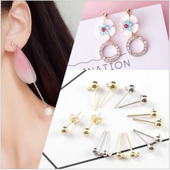 10 chốt làm hoa tai sát đầu bi tròn 3-4-5-6mm (gồm chốt đuôi kim loại)