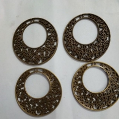 2 Mặt kim loại hoa văn tròn 40mm màu đồng