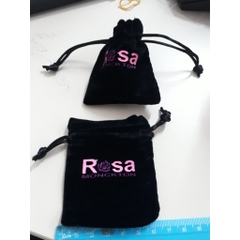 Gói 10 Túi nhung rút đựng trang sức in hoa hồng 6x8mm