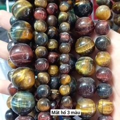 3viên mắt hổ 3 màu có lỗ xỏ từ 1mm đến 1,5mm size 8mm 10mm 12mm 18mm