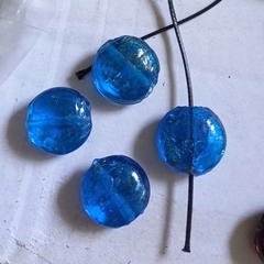 2 Hạt charm thủy tinh  trái tim, tròn in hoa văn làm vòng handmade, trang trí thủ công tùy thích