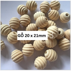 (p118-8) gói 2 hat gỗ  oval xoắn tròn 20x21mm màu kem làm đồ chơi, trang trí diy handmade